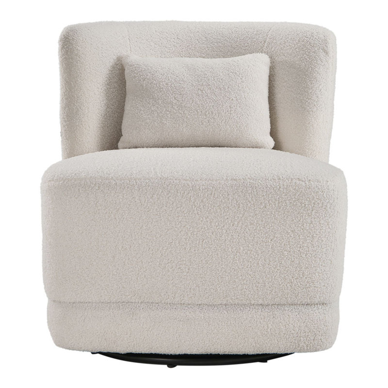 Bethane Upholstered Swivel Barrel Chair, White