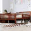 Lit plateforme en bois de noyer pleine grandeur avec garde-corps et deux tiroirs pour le rangement de la chambre à coucher, finition lisse, stabilité à 8 lattes avec les deux tiroirs de rangement latéraux, contreplaqué robuste, sommeil sécuritaire et confortable