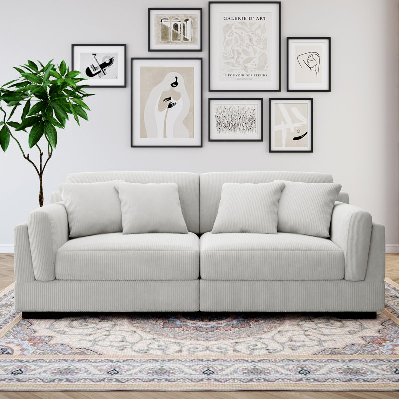 Ainara 230Cm Square Arms Sofa, Beige