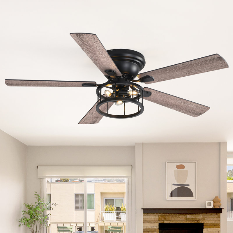 52" Flush Mount Ceiling Fan Light and Remote,Quiet Reversible DC Motor,E12 Base,Pull Chain, Remote