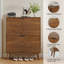 Armoire à chaussures 31,5 po, 2 tiroirs rabattables, style clôture médiévale - noyer