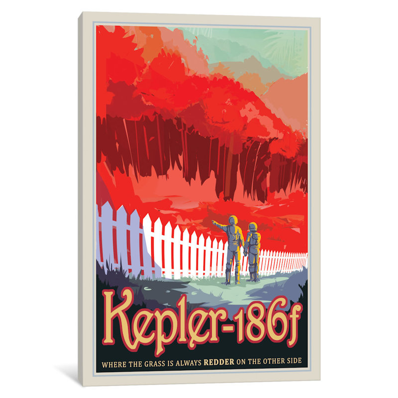 «Visions of the future»: Kepler-186F - Reproduction d'art graphique encadré, Toile avec cadre noir, Pas de tapis