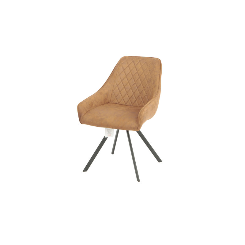 40cm H Microfiber / Microsuede Upholstered Metal Upholstered Back Side Chair, Brown
