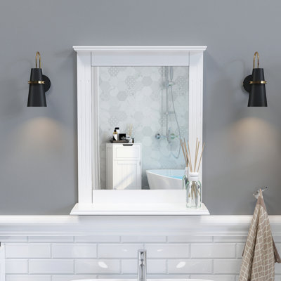 Emmerlyn Flat Wall Vanity Mirror with Shelves