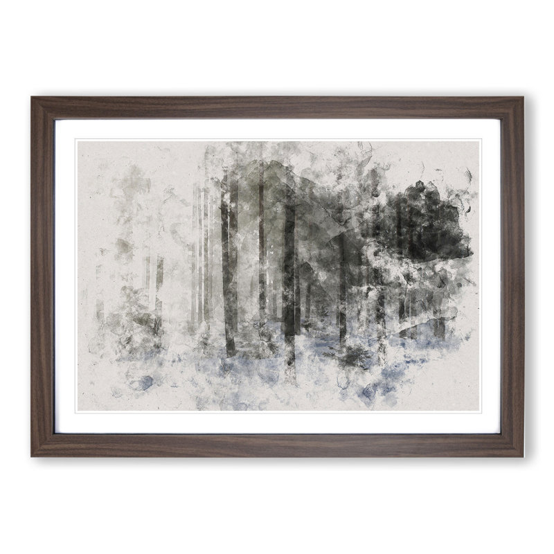 Winter Forest Vol.8 Watercolour - Picture Frame Graphic Art, 27cm H x 36cm W x 2cm D, Walnut
