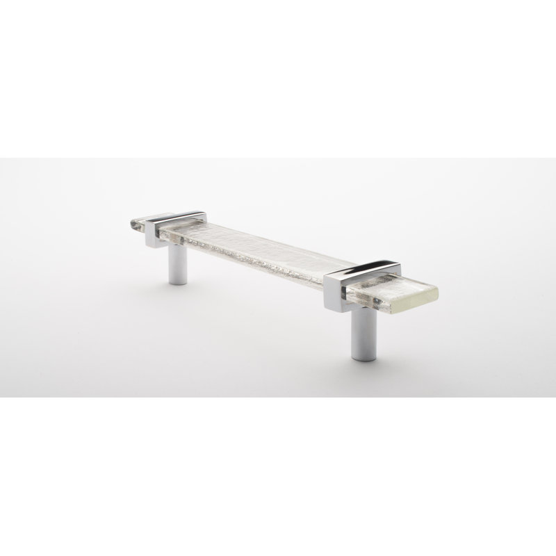 Adjustable 7" Polished Chrome and Clear Glass Bar Pull