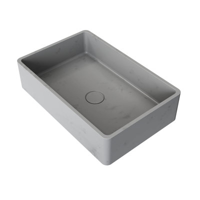 Lavabo de comptoir rectangulaire moderne en béton gris de 19,35 pouces pour salle de bain avec finition unique, couleurs éclatantes, durabilité, esthétique, facile à nettoyer et résistant à la température