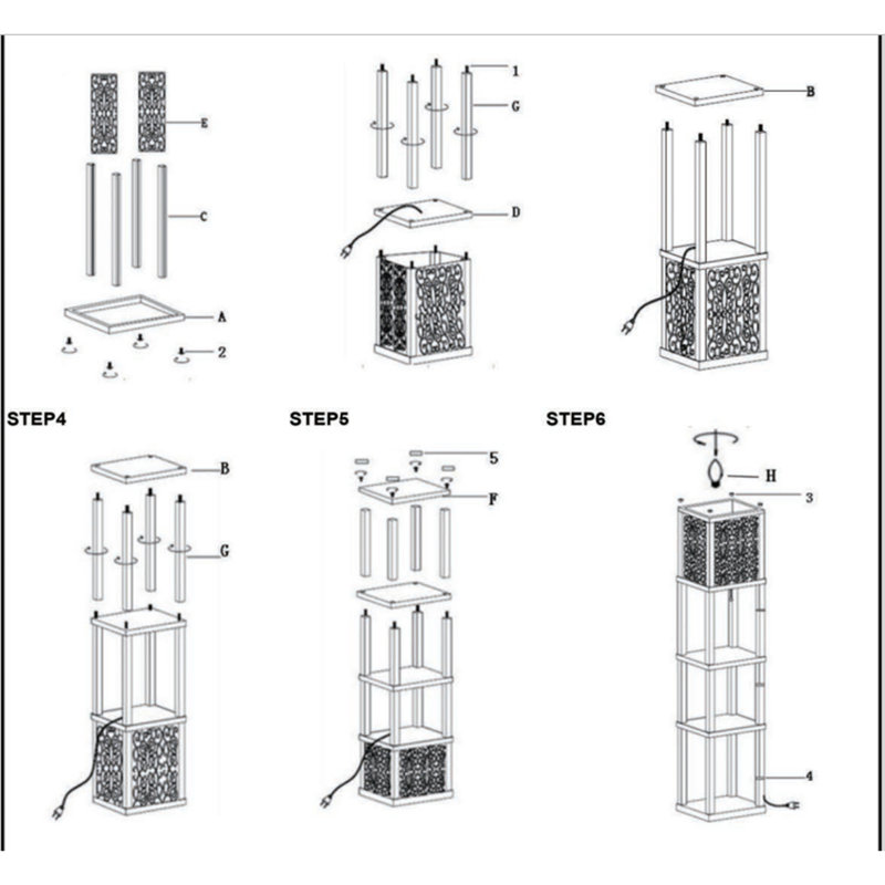 3-SHELF WITH FLOWER SHADE FLOOR Lamp