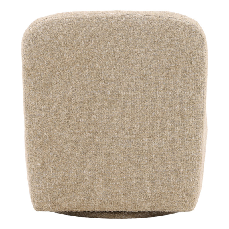 Beige Polyester Barrel Swivel Armchair with Wood Frame