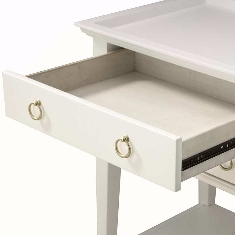Table de chevet blanche à 2 tiroirs, Blanc
