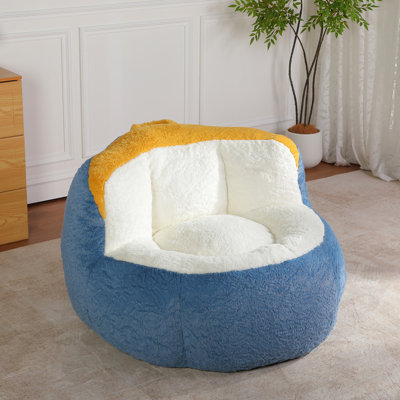 Grand fauteuil à billes en fausse fourrure multicolore, rembourré d'une éponge déchiquetée, idéal pour le salon, doux et confortable, aucun dortoir confortable requis