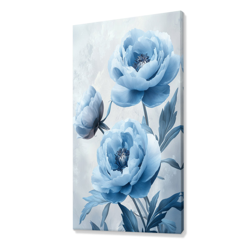 Callender bleu velours pivoines Blooms III - pivoines, art mural, H 60 po x l 28 po, Toile tendue, Ne s’applique pas