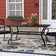 owder-coated Metal Frame Black Rectangular Outdoor Patio Dining Table with Umbrella Hole