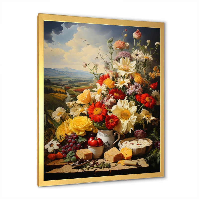 Lait et lait crémeux moments sur toile, Cadre doré simple, H 44 po x l 34 po x P 1,5 po
