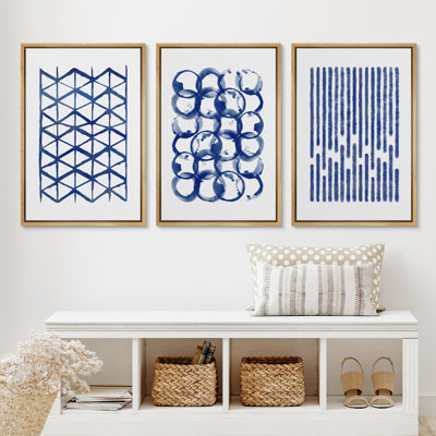 «Blue Blue», ensemble de 3 reproductions d'art sur toile