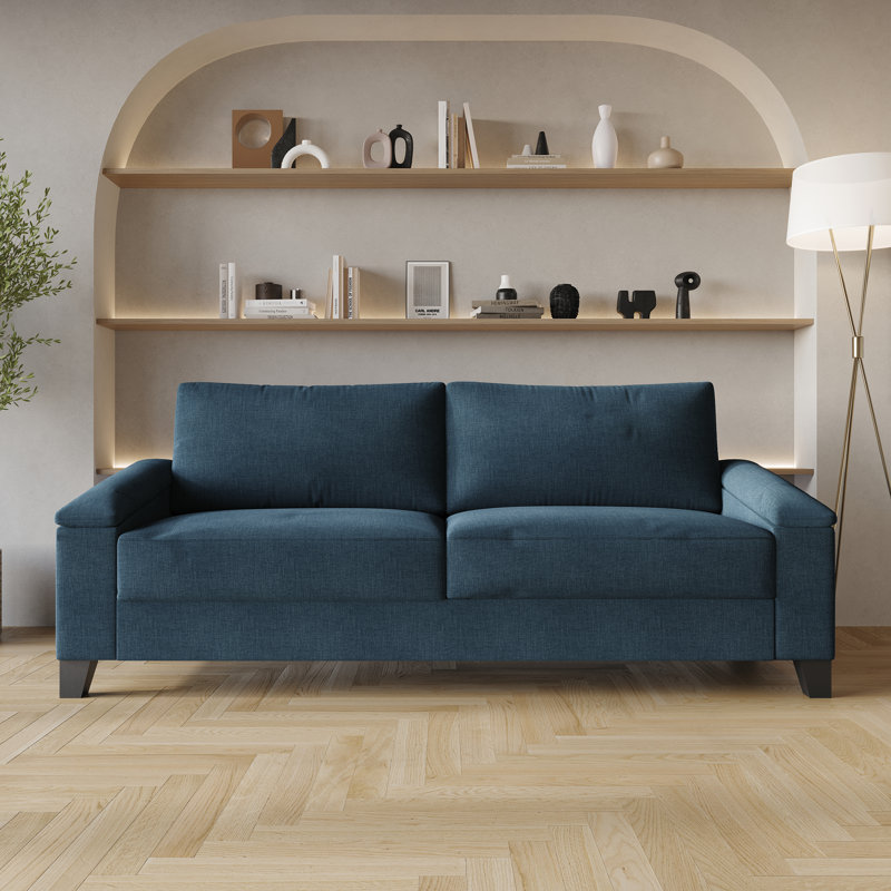 Jacqualyn Fabric 57.87'' Reception Sofa, Dark Blue