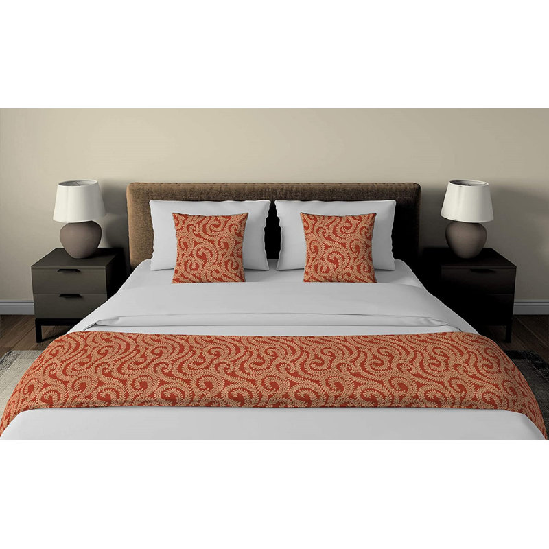Petya Rayon Geometric Shapes Bedspread, Burnt Orange