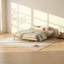 Grand lit plateforme à lattes flottantes en bois l 62,8 po x P 82,7 po x H 10,8 po Modern Collection