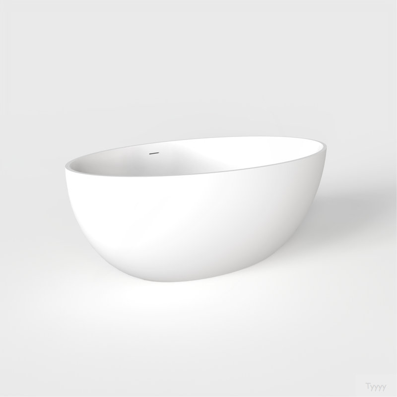 Baignoire de trempage autoportante à surface solide de 67 pouces pour salle de bain, Blanc mat