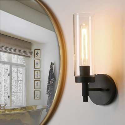 Phansthy Rustic Industrial Wall Sconce Light With Clear Glass Lampshade, Double Sconce Antique Design For Modern Farmhouse Decor