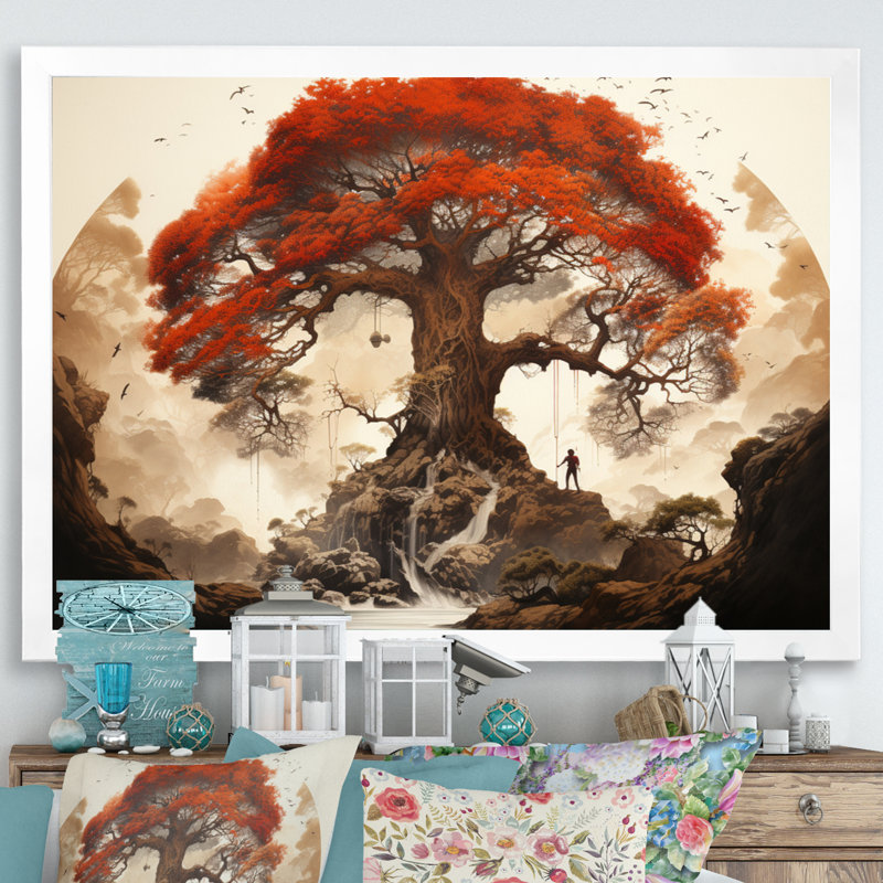 «African Red Boabab», reproduction sur toile, H 16 po x l 32 po x P 1 po, Cadre photo blanc