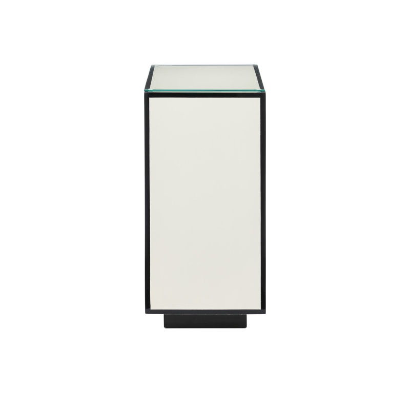 Lacquer Glass End Table, White/Black