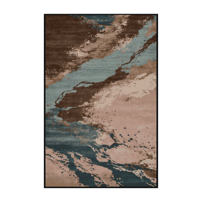 Machine Washable Watercolor Brown Area Rug