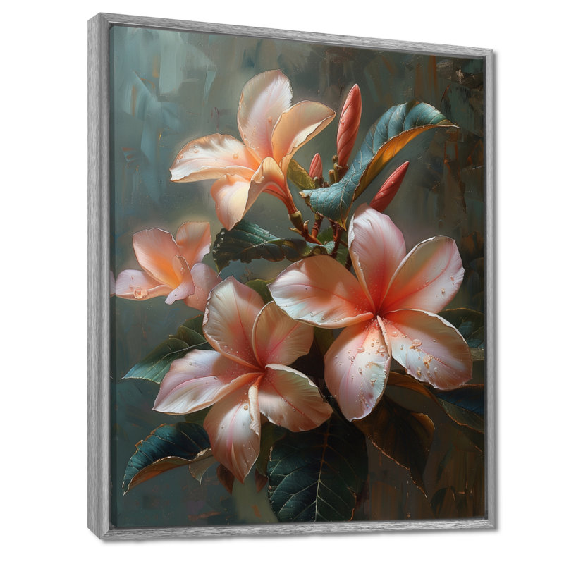 Fleurs roses et blanches tropicales de Plumeria II - Plumeria, art mural, Toile tendue, H 40 po x l 30 po x P 1,5 po
