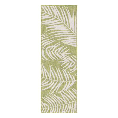 Tapis intérieur / extérieur à motif floral vert / ivoire Amanda