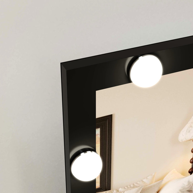 Full Length Wall - Mounted Vanity Mirror, 63X24inch, 3 Color Modes, Led Lights, Touch Control, Black, For Dressing Room And Bathroom Mirror With Modes Adjustable Brightness, Or Standing, Bedroom