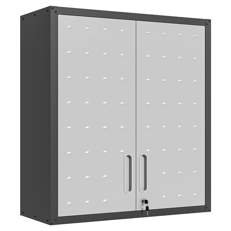 Ackron Metal Wall Mounted Garage Storage Cabinet with Adjustable Shelf, Durable Tool Cabinet, Black/Gray