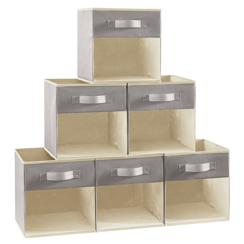 Ebern Designs Fabric Decorative Bin, Light Grey