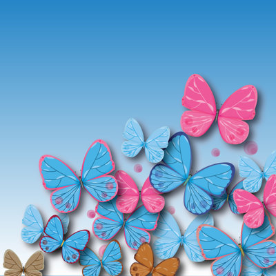 Butterflies 1 Piece Wrapped Canvas Wall Art