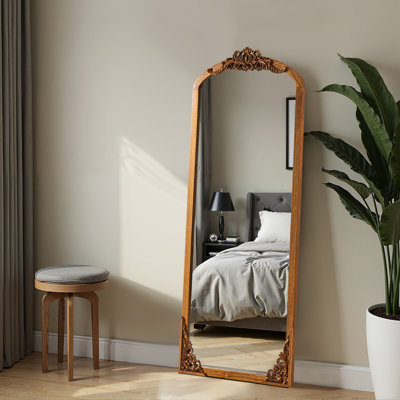 Arch Solid Wood Mirror Ornate Mirror Wall Mirror Retro Mirror with Carved Frame