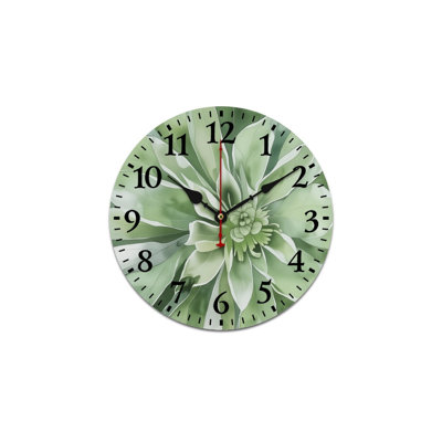 Horloge murale, feuilles vertes abstraites, 12 x 12 pouces, pour salle de bain moderne