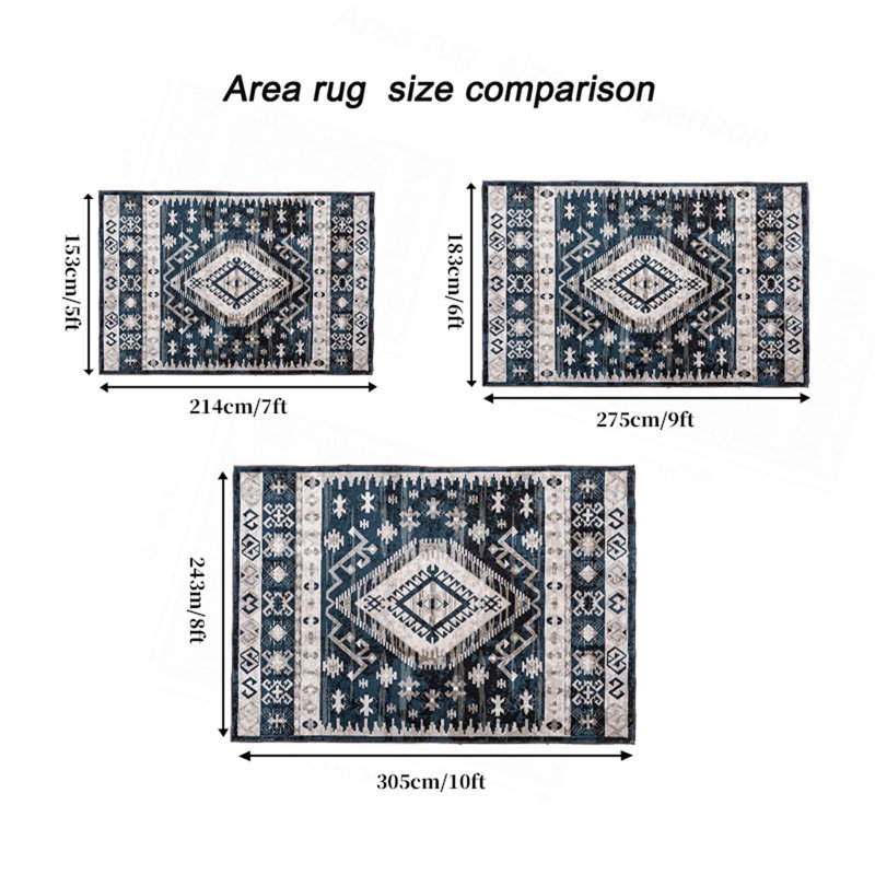 Area Rug Vintage Bohemia Large Persian Non-Slip Washable Rug For Living Room Kitchen Bedroom Living Room, Rectangle 5' x 7'