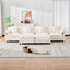 Canapé modulaire en forme de U de 140,9 pouces avec 2 repose-pieds mobiles, 4 coussins et 2 coussins décoratifs, tissu doux en cachemire beige-129424484