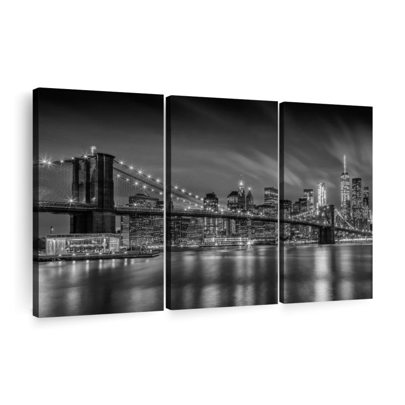 «Brooklyn Bridge Nightly Impressions», 3 pièces, H 36 po x l 57 po