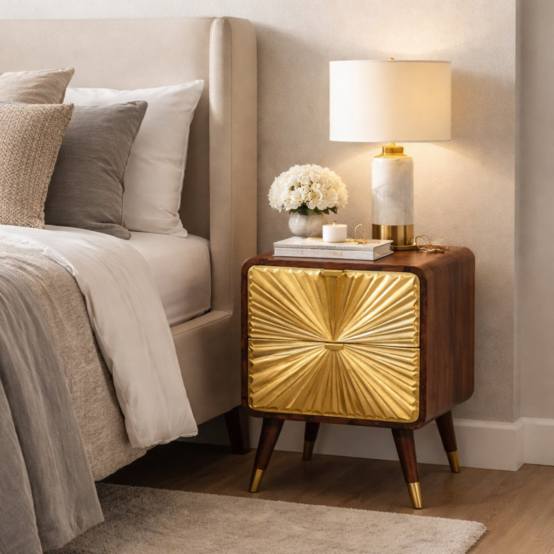 Avora Embossed 2 Drawer Chestnut Mykonos
