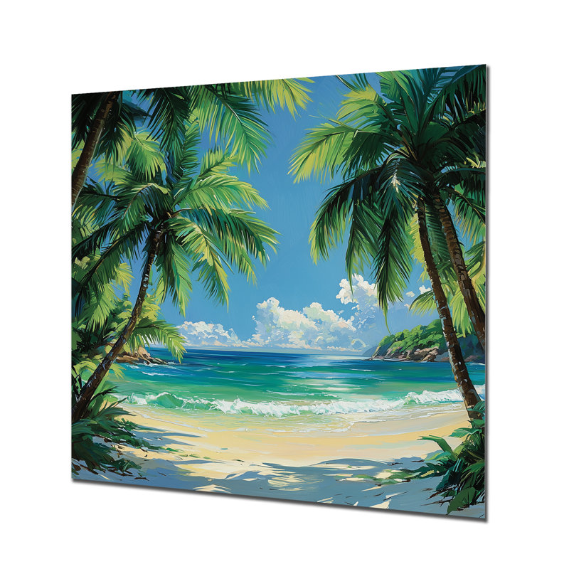 «Coastal Tropical Palms In Mexico - Palm Trees», reproduction d'art en métal, H 36 po x l 36 po