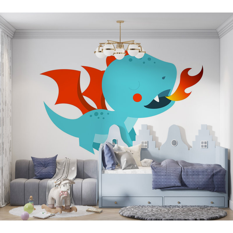 Murale pelez et collez de qualité supérieure - dessin de dragon, L 40 po x l 60 po
