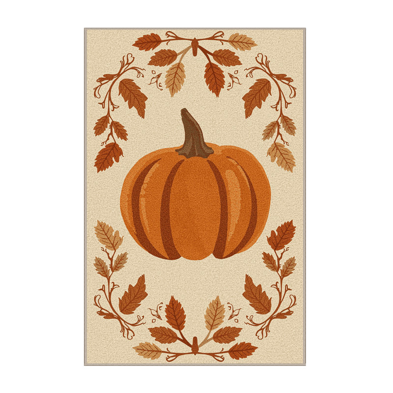 Soft Plush Fannin Thanksgiving Modern & Contemporary Abstract Area Rug in Beige – Beige Binding, 7x9