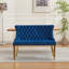 Banc de salle à manger Mid-Century moderne en velours avec dossier et pieds touffetés à la main-360063759