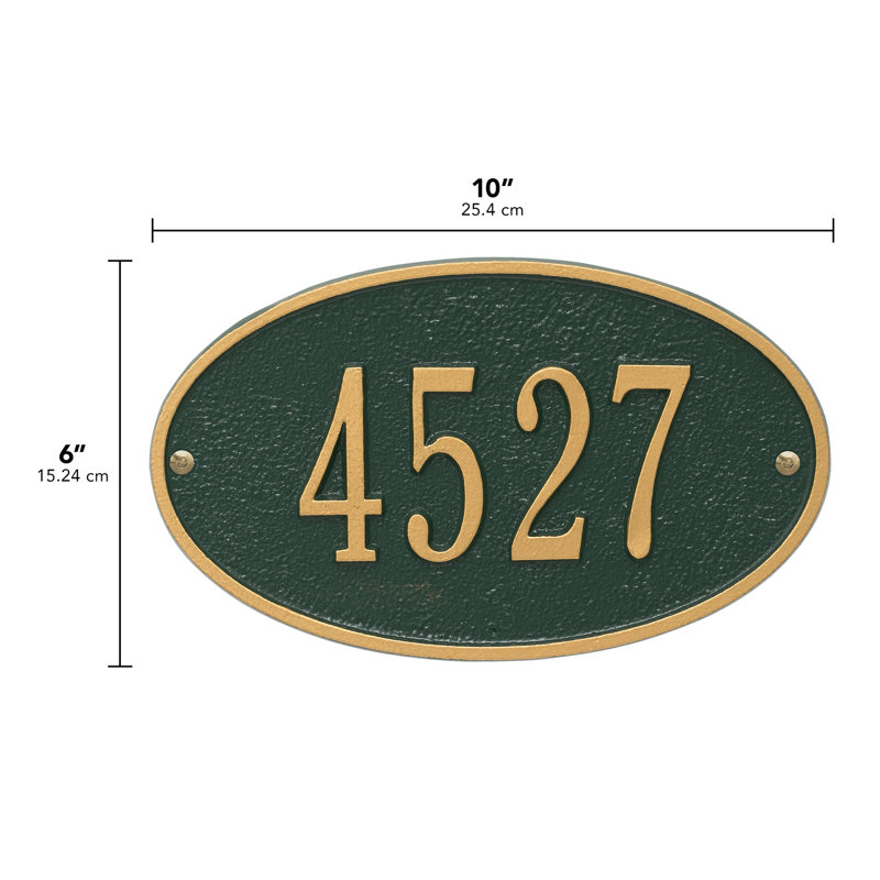 1-Line Wall Address Plaque, Green / Gold, Yes