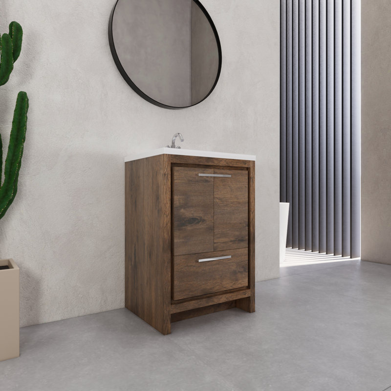 Ensemble de meuble-lavabo simple 23,6 po Eden, Brun foncé