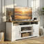 Meuble télé Farmhouse pour téléviseur de 85 po ou moins avec armoires de rangement, tablettes réglables et prises de courant intégrées, centre de divertissement pour le salon-2009605832