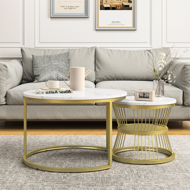 Coffee Table with Storage, Gold