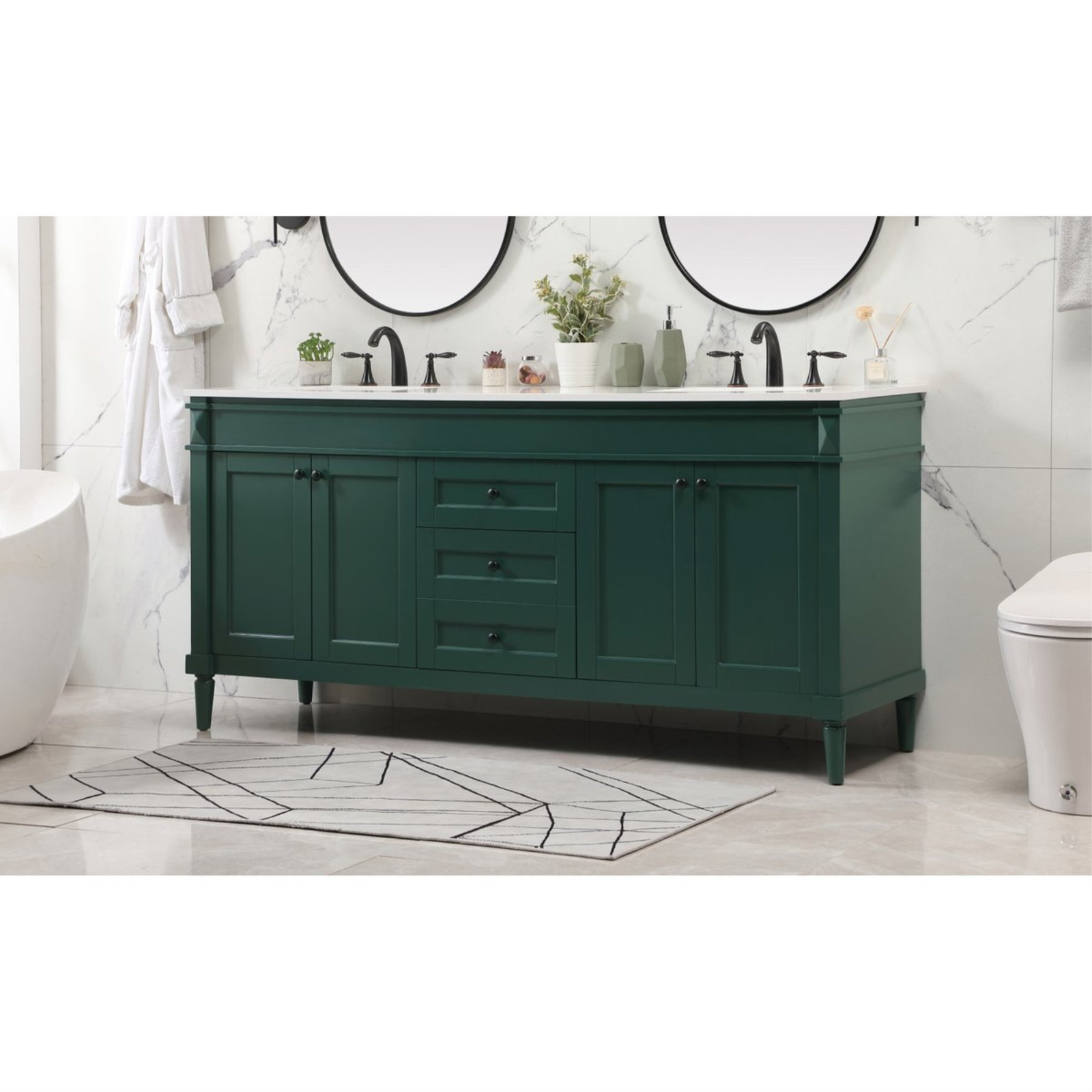 Readington 72'' Double Bathroom Vanity, Green