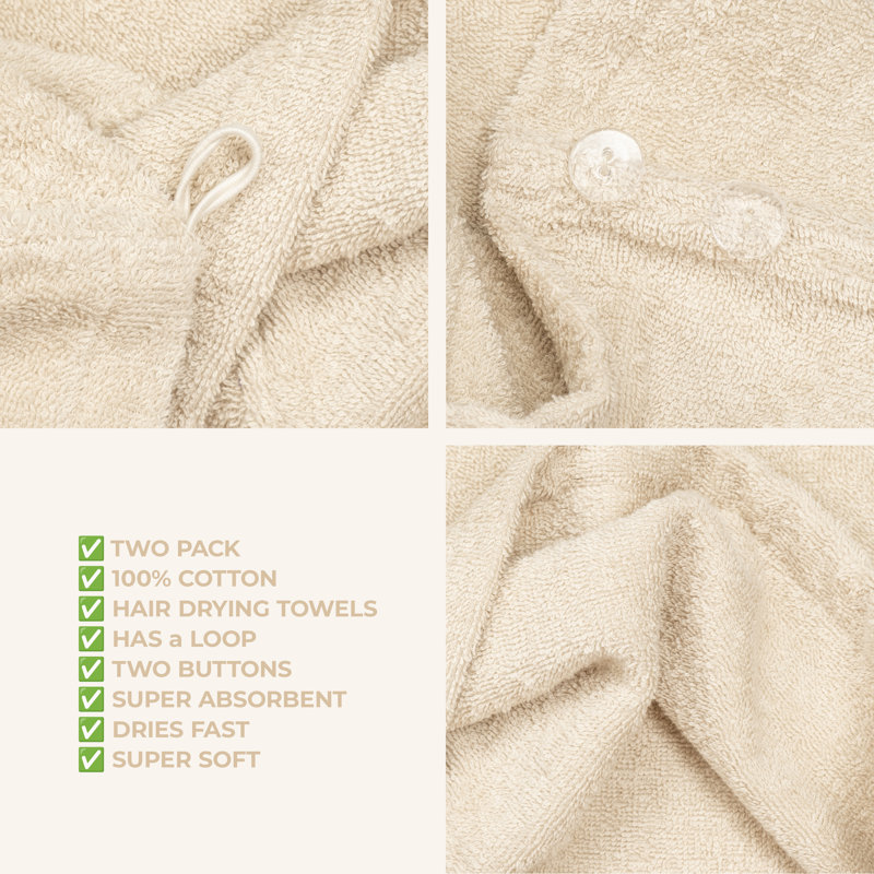 Serviettes 100% coton, longs poils bouclés, Beige
