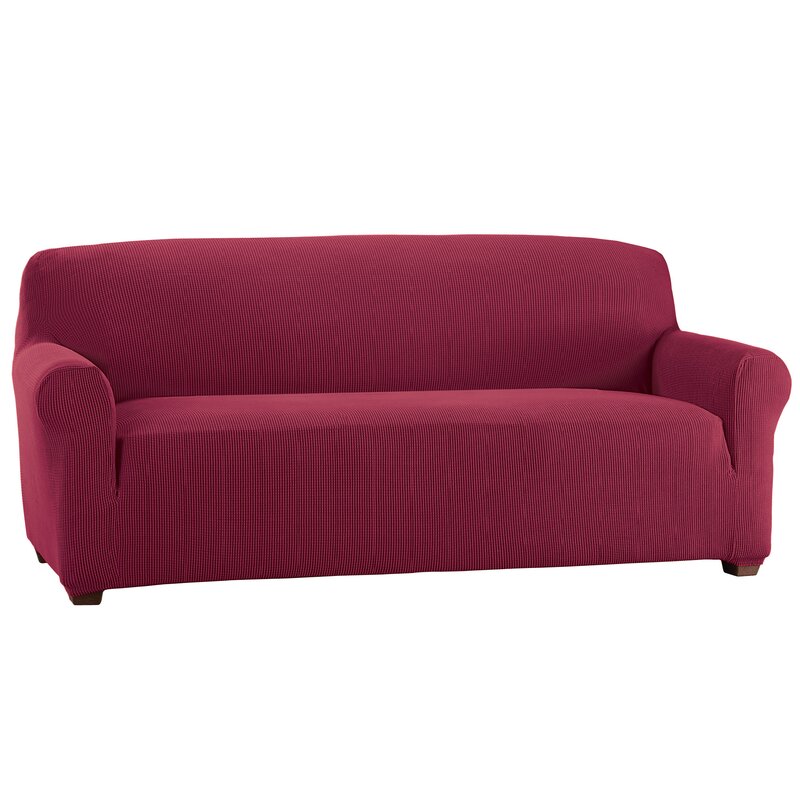 Latitude Run® Harrington Textured Stretch Box Cushion Sofa Slipcover ...
